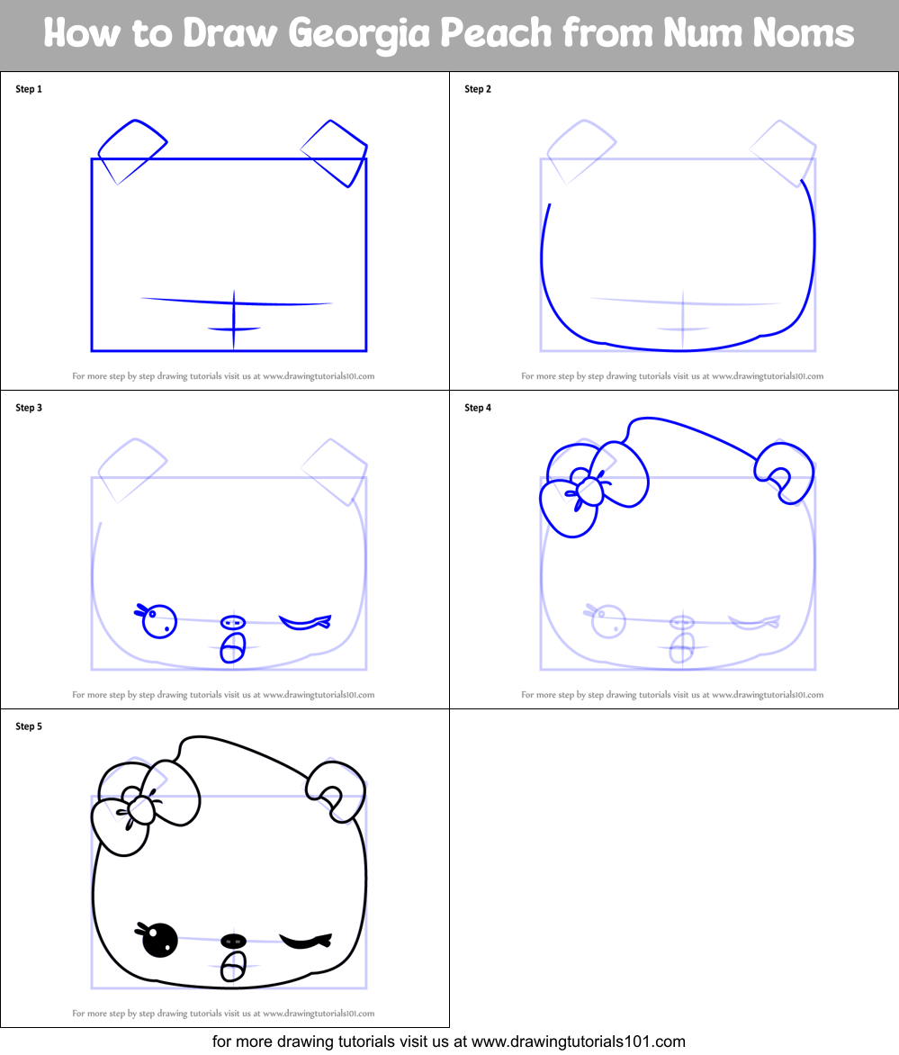 How to Draw Georgia Peach from Num Noms Printable Step by Step