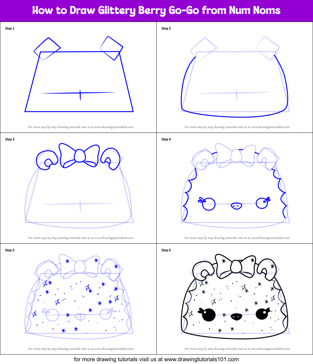How to Draw Glittery Berry Go-Go from Num Noms Printable Step by Step