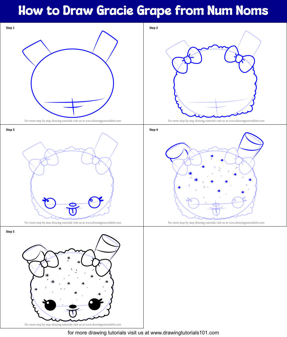 How to Draw Gracie Grape from Num Noms Printable Step by Step