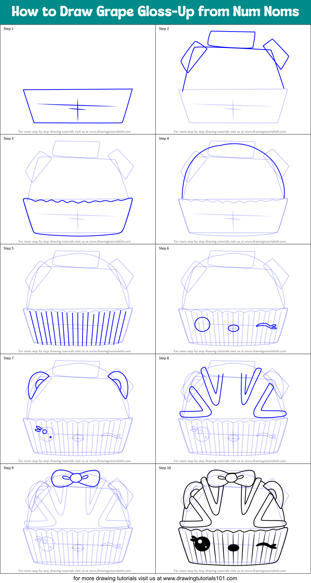 How to Draw Grape Gloss-Up from Num Noms Printable Step by Step