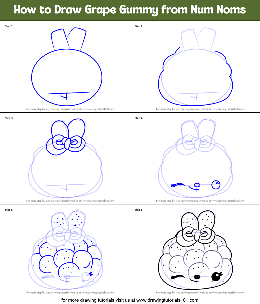 How to Draw Grape Gummy from Num Noms Printable Step by Step
