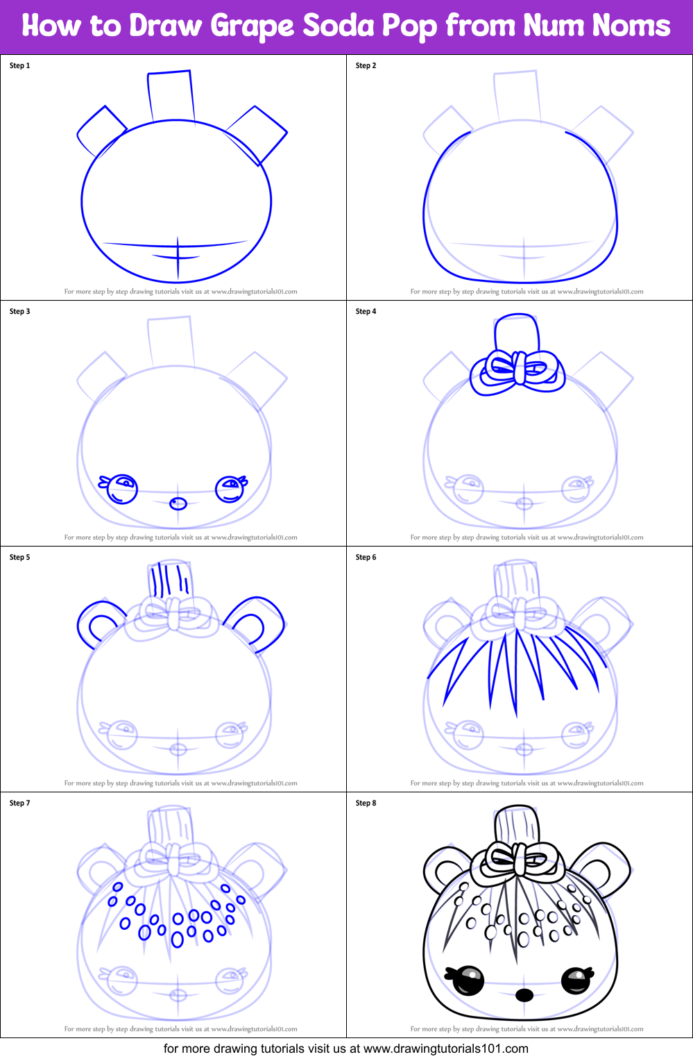 How to Draw Grape Soda Pop from Num Noms Printable Step by Step