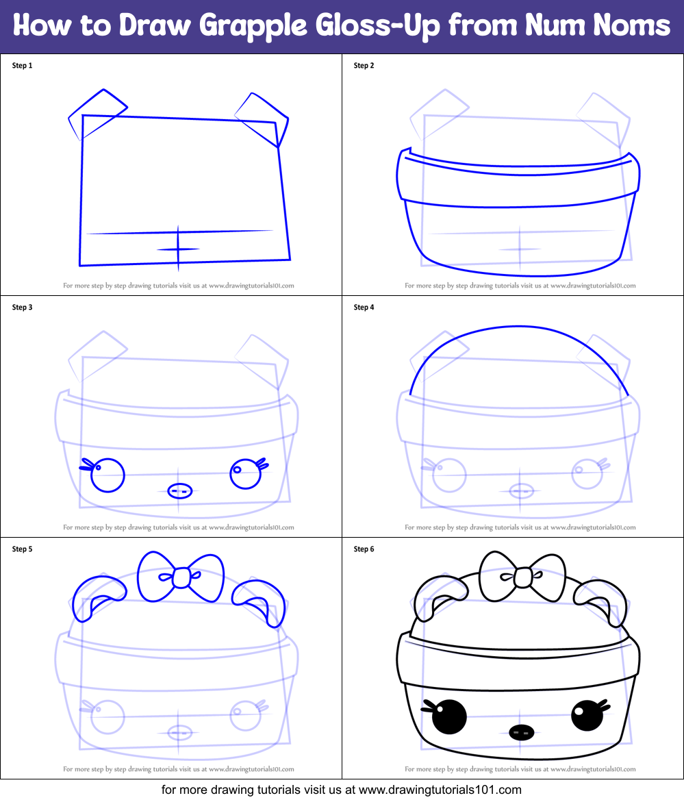How to Draw Grapple Gloss-Up from Num Noms Printable Step by Step