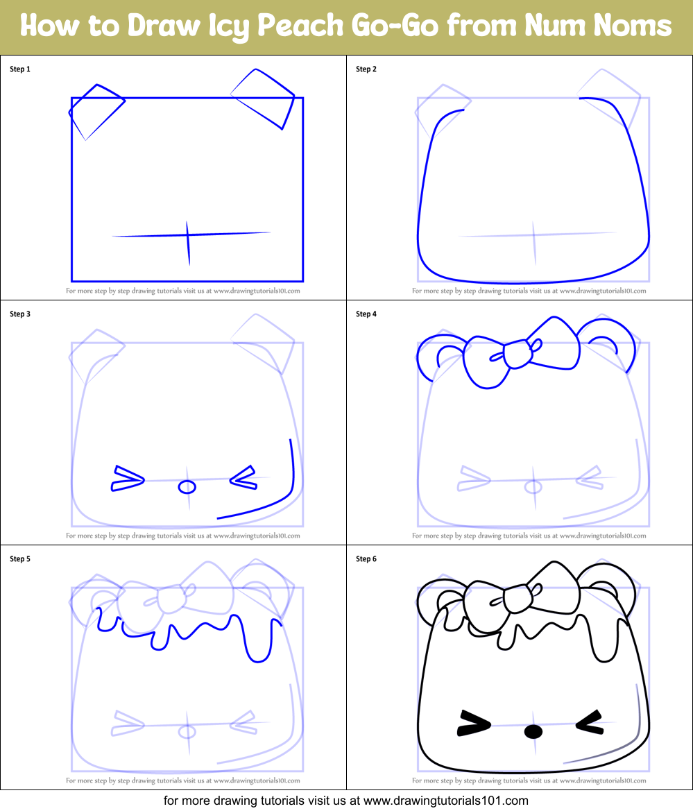 How to Draw Icy Peach Go-Go from Num Noms Printable Step by Step