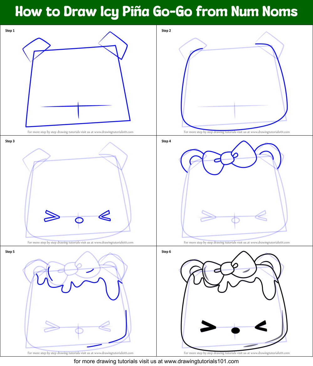How to Draw Icy Piña Go-Go from Num Noms Printable Step by Step