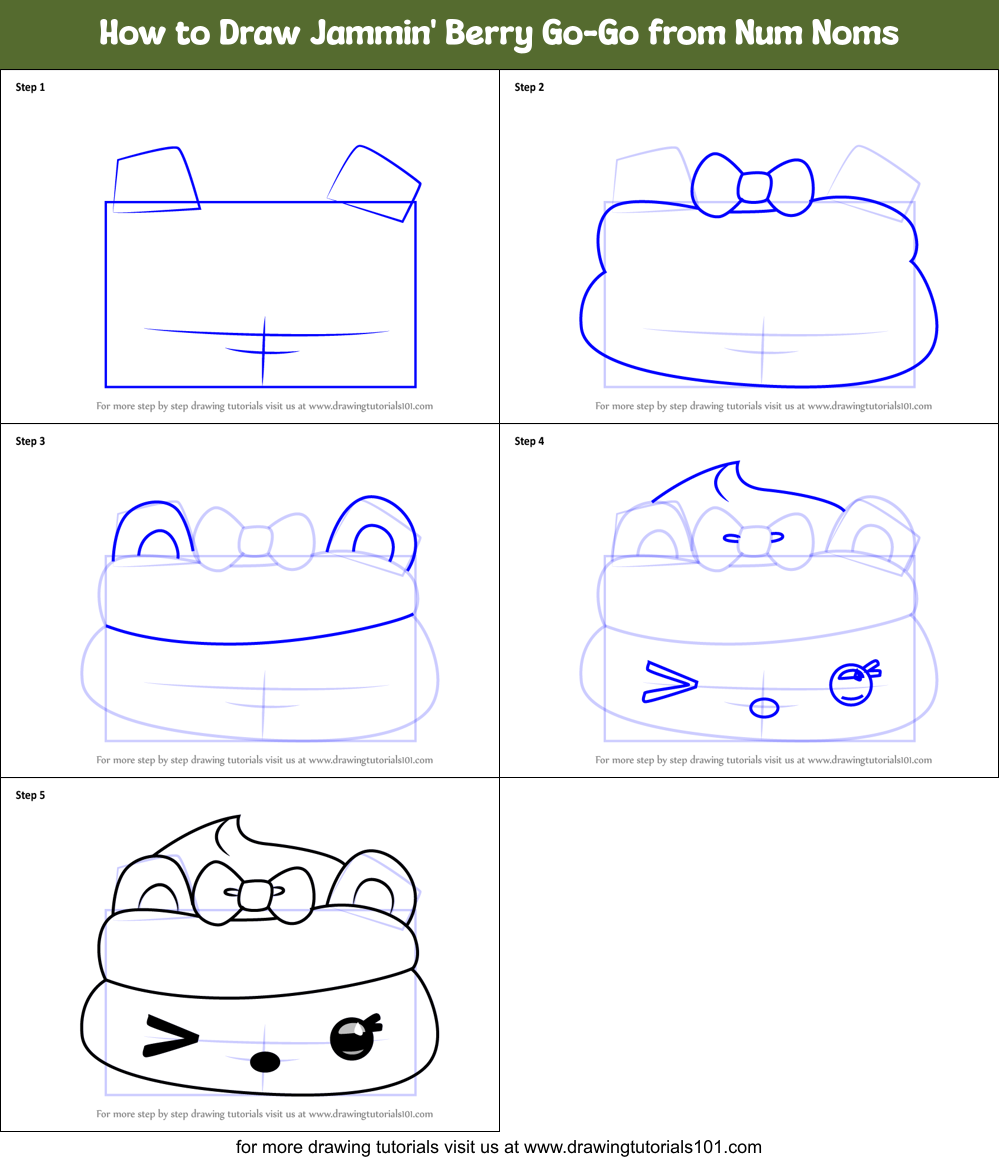 How to Draw Jammin' Berry Go-Go from Num Noms Printable Step by Step
