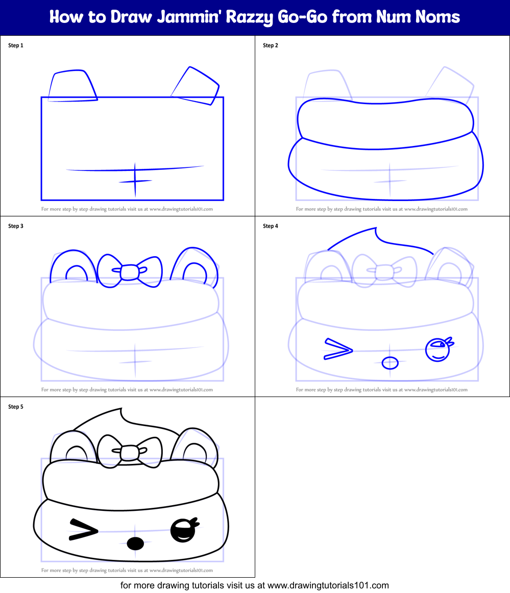 How to Draw Jammin' Razzy Go-Go from Num Noms Printable Step by Step
