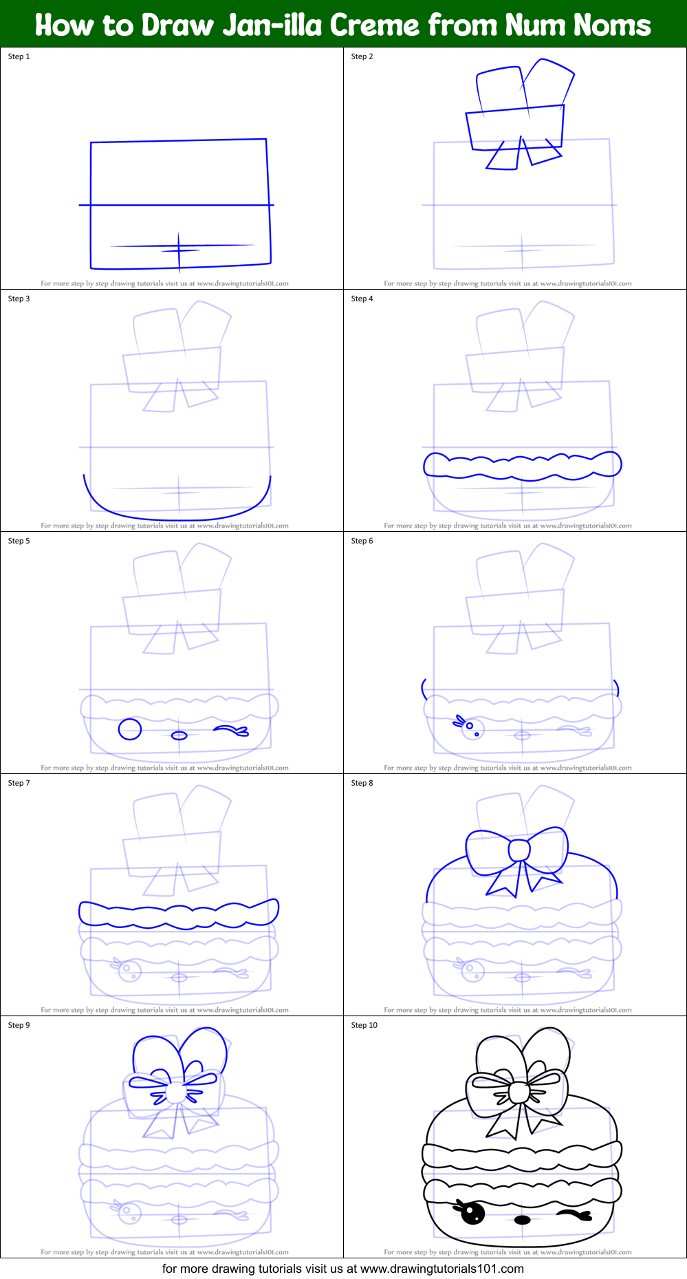 How to Draw Jan-illa Creme from Num Noms Printable Step by Step