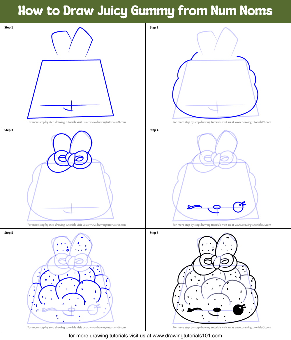 How to Draw Juicy Gummy from Num Noms Printable Step by Step