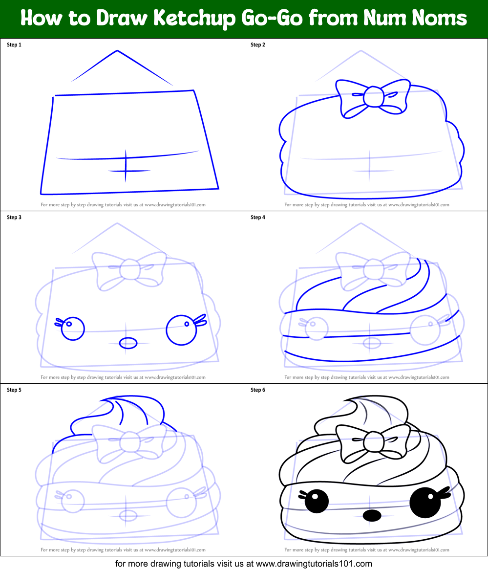 How to Draw Ketchup Go-Go from Num Noms Printable Step by Step
