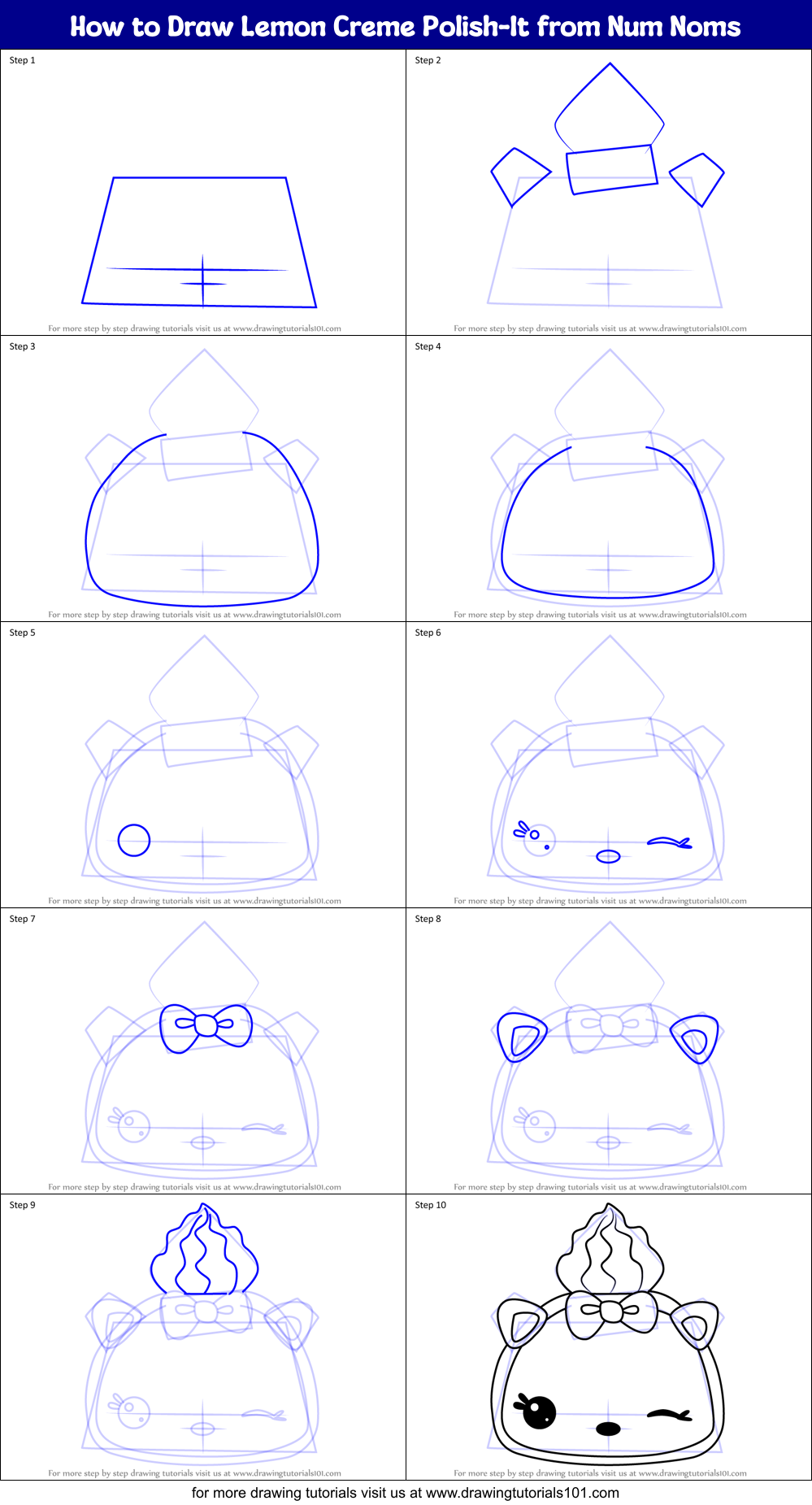 How to Draw Lemon Creme Polish-It from Num Noms Printable Step by Step