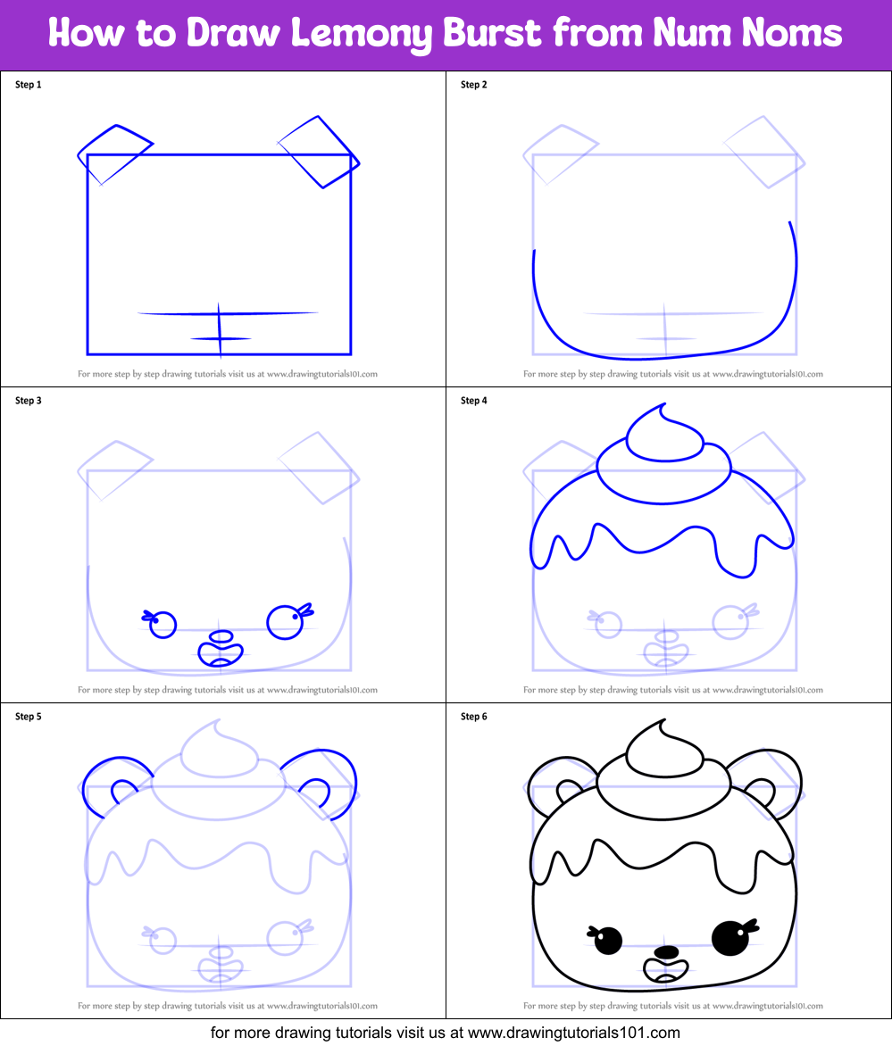 How to Draw Lemony Burst from Num Noms Printable Step by Step