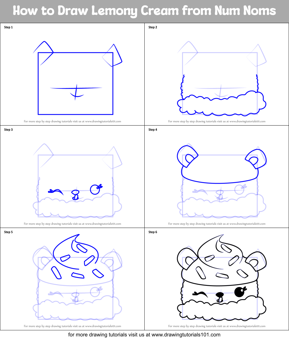 How to Draw Lemony Cream from Num Noms Printable Step by Step