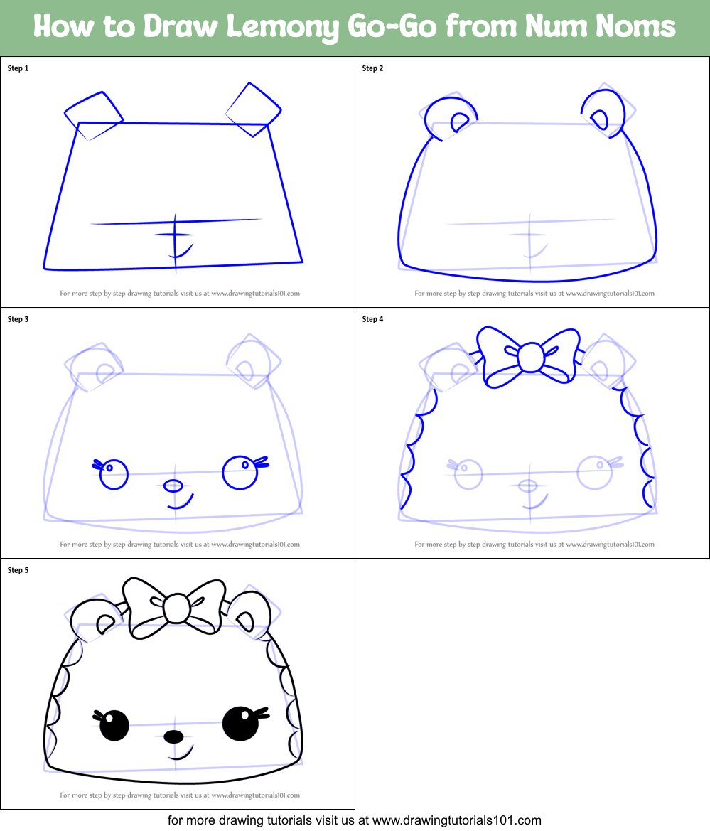 How to Draw Lemony Go-Go from Num Noms Printable Step by Step