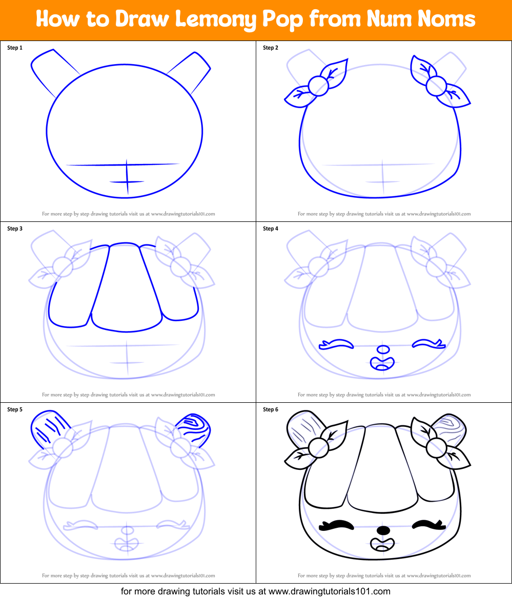 How to Draw Lemony Pop from Num Noms Printable Step by Step