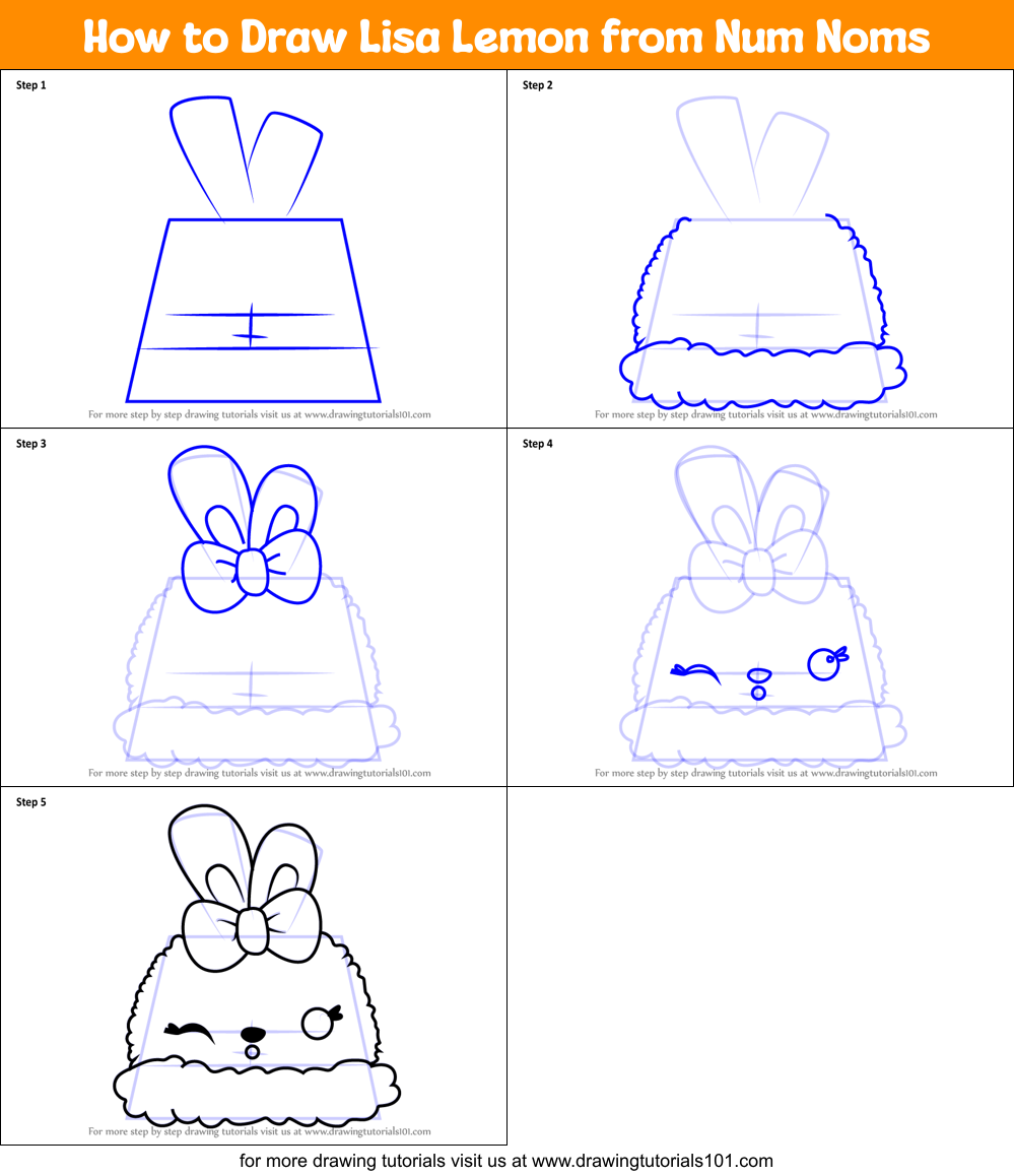 How to Draw Lisa Lemon from Num Noms Printable Step by Step
