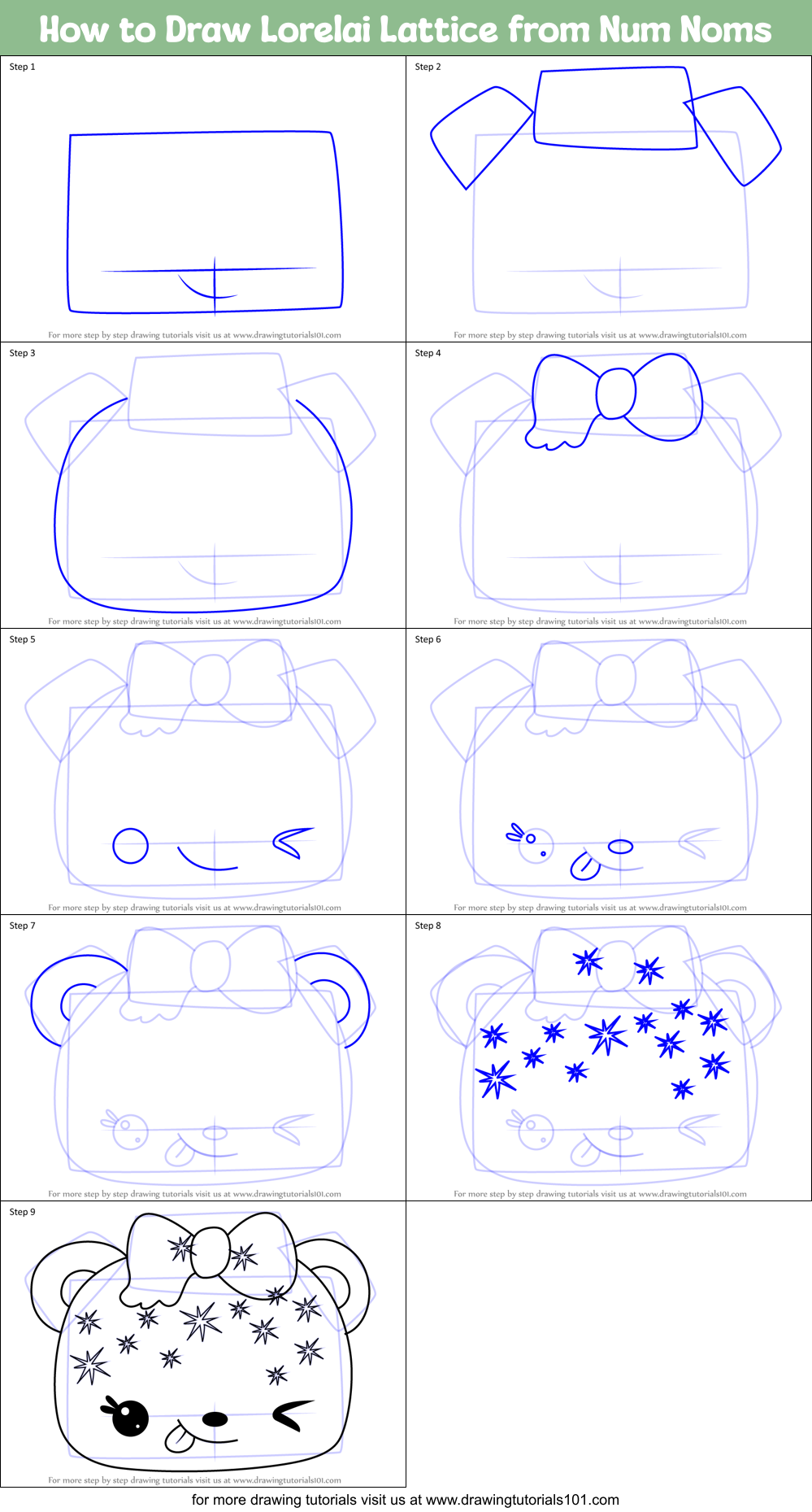 How to Draw Lorelai Lattice from Num Noms Printable Step by Step
