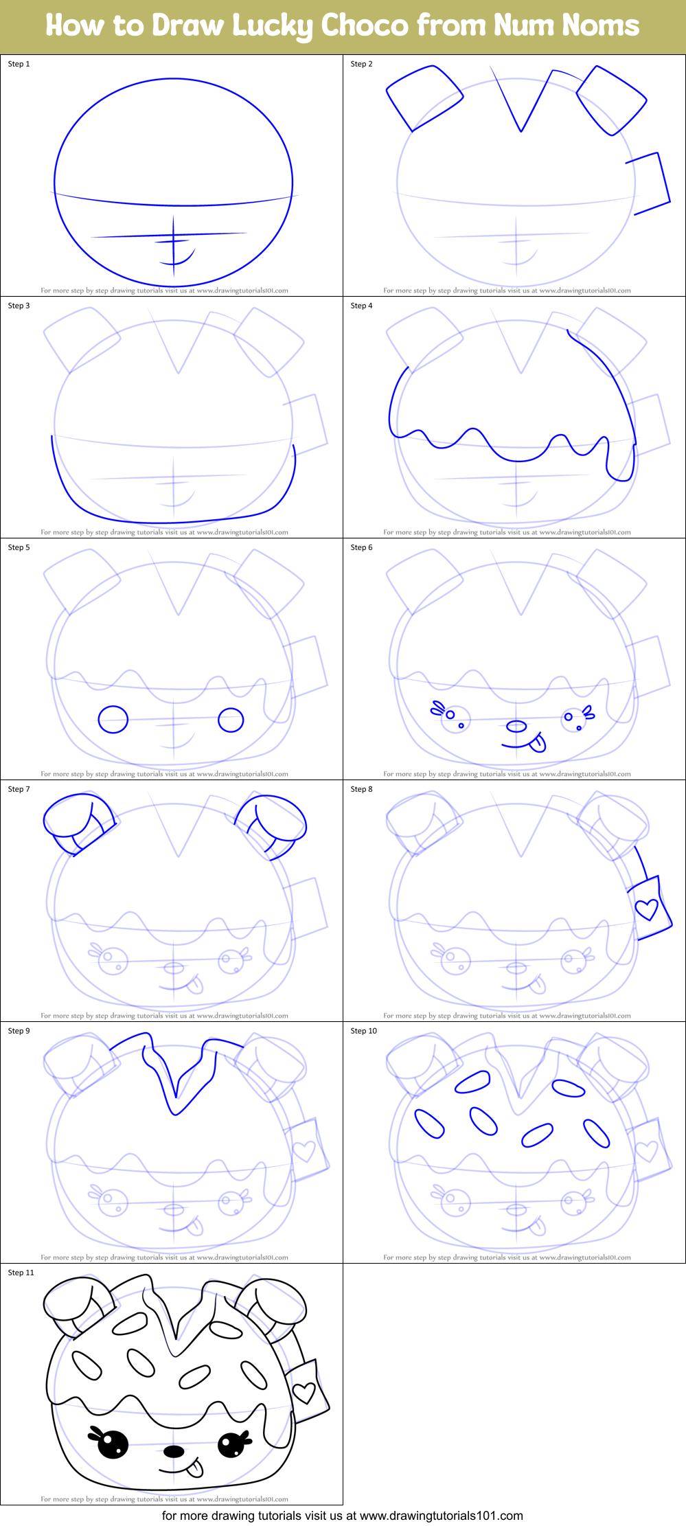 How to Draw Lucky Choco from Num Noms Printable Step by Step