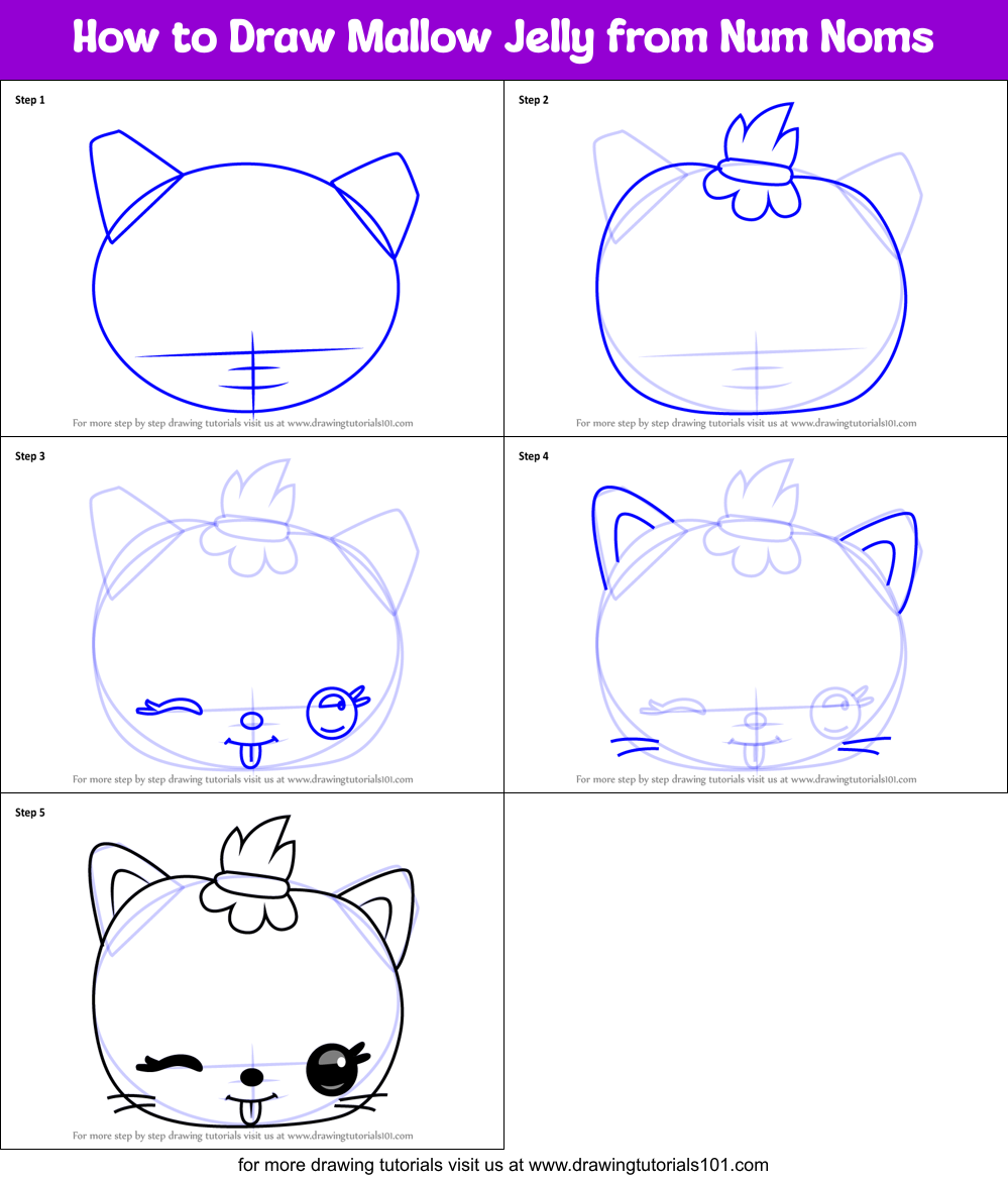How to Draw Mallow Jelly from Num Noms Printable Step by Step