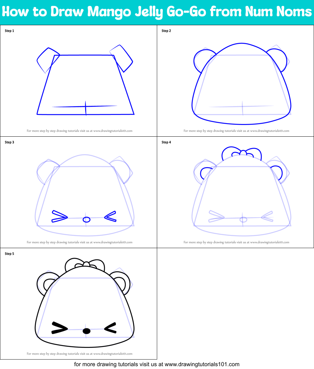 How to Draw Mango Jelly Go-Go from Num Noms Printable Step by Step