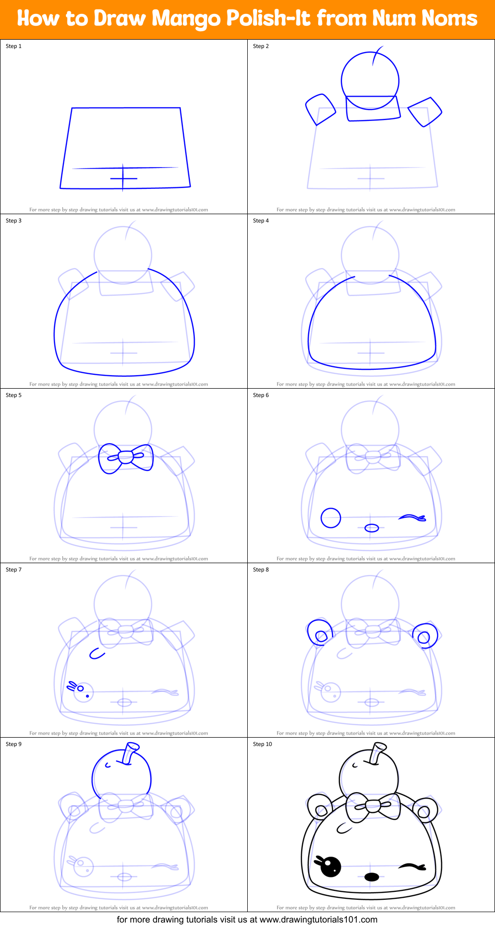 How to Draw Mango Polish-It from Num Noms Printable Step by Step