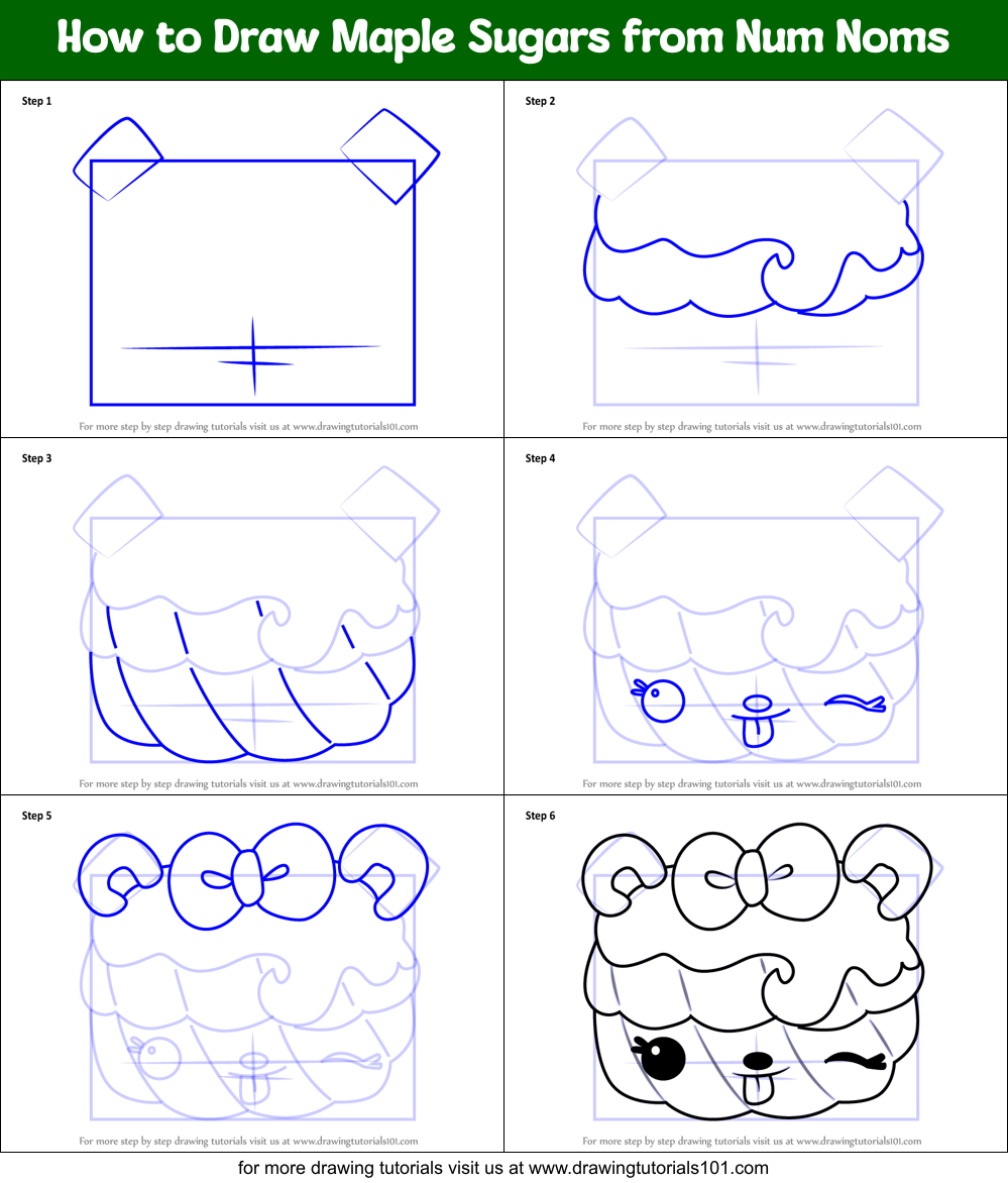 How to Draw Maple Sugars from Num Noms Printable Step by Step