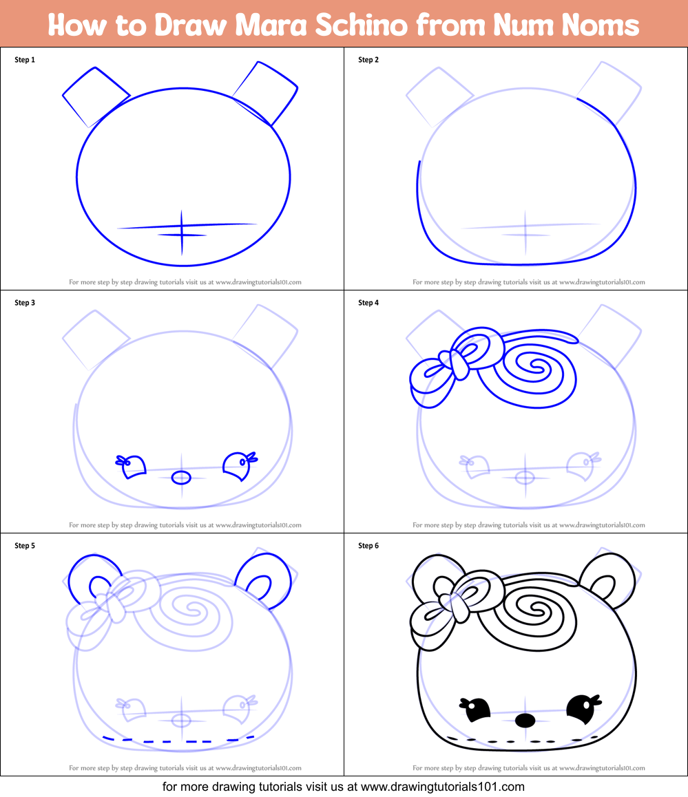 How to Draw Mara Schino from Num Noms Printable Step by Step