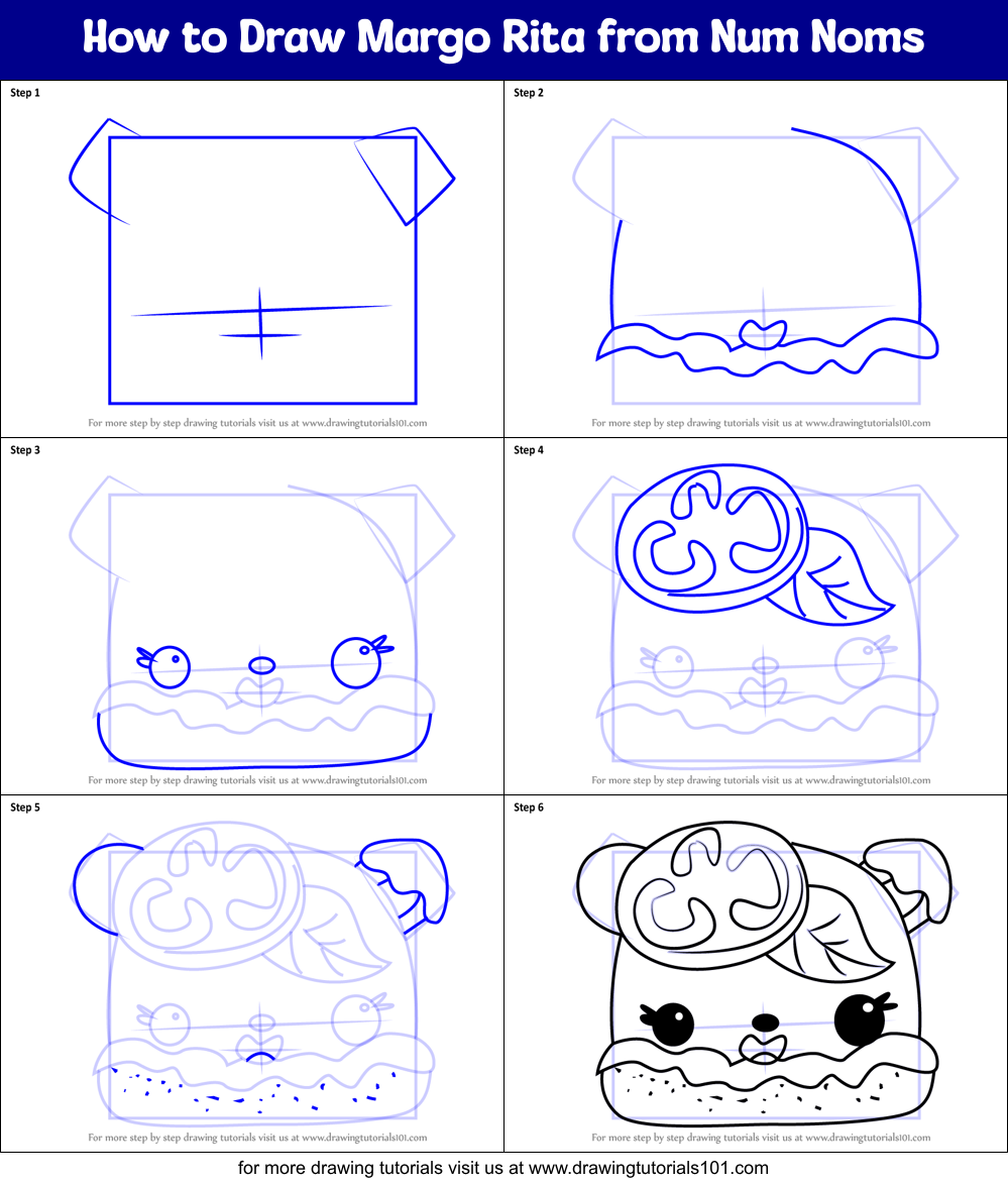 How to Draw Margo Rita from Num Noms Printable Step by Step
