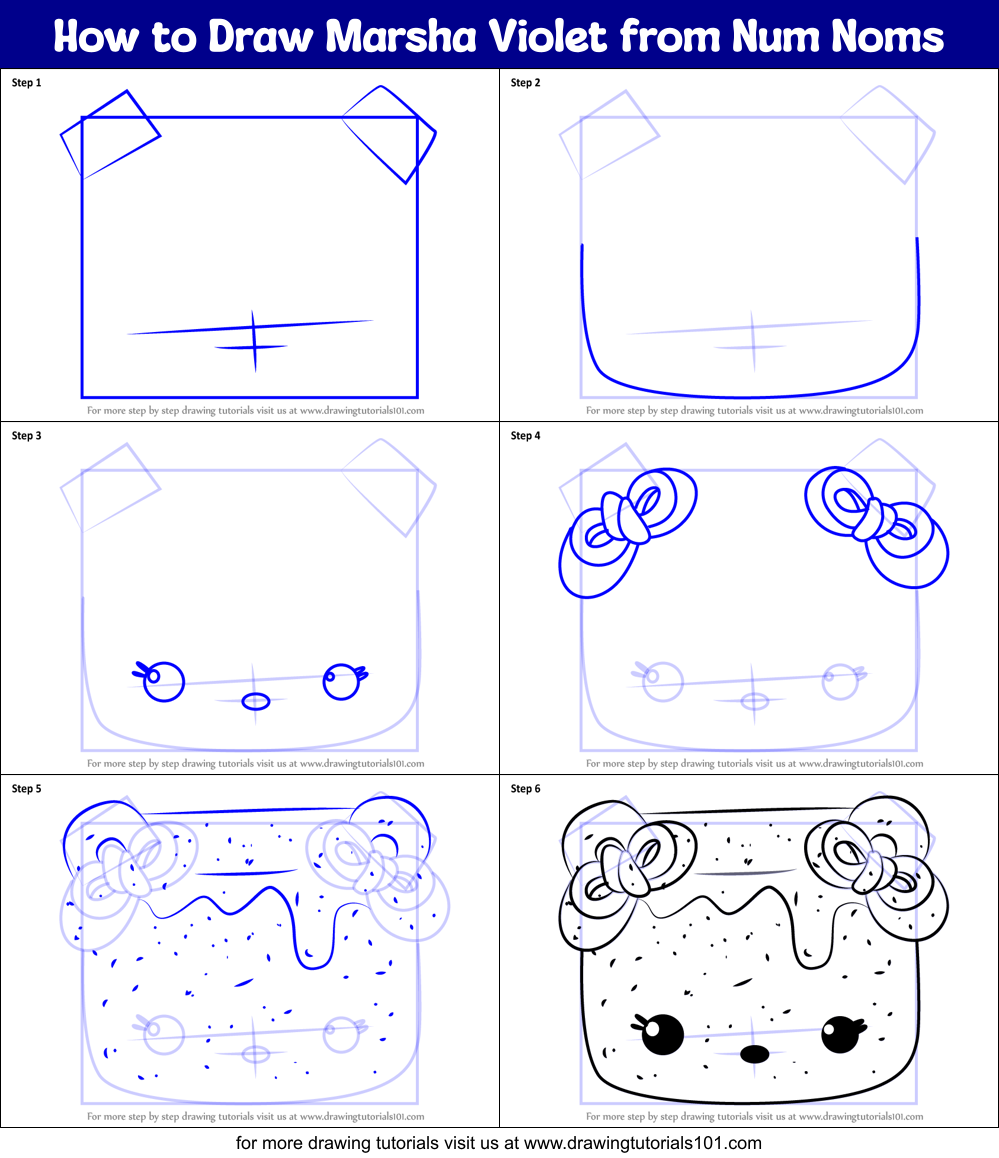 How to Draw Marsha Violet from Num Noms Printable Step by Step