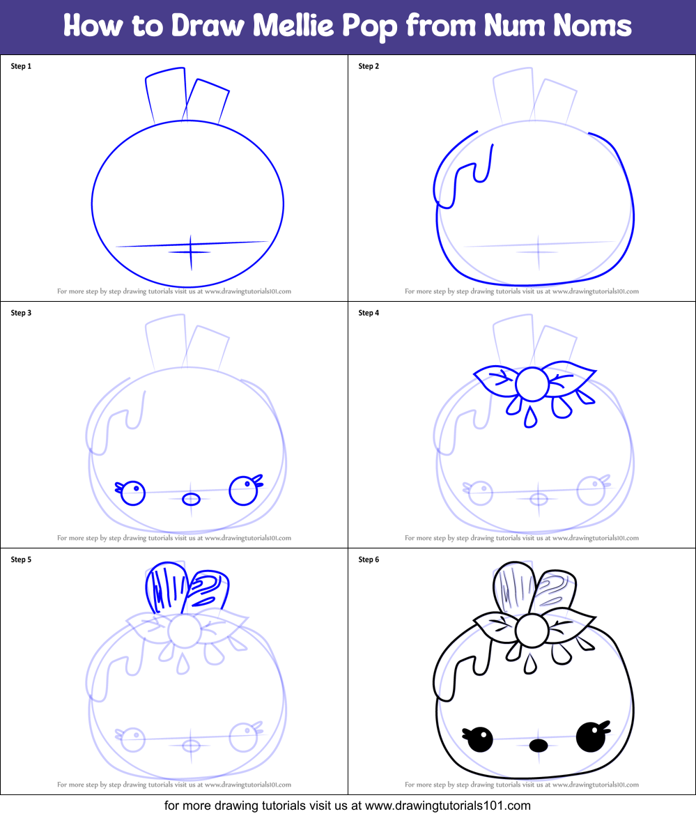 How to Draw Mellie Pop from Num Noms Printable Step by Step