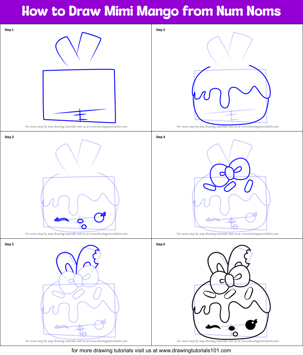 How to Draw Mimi Mango from Num Noms Printable Step by Step
