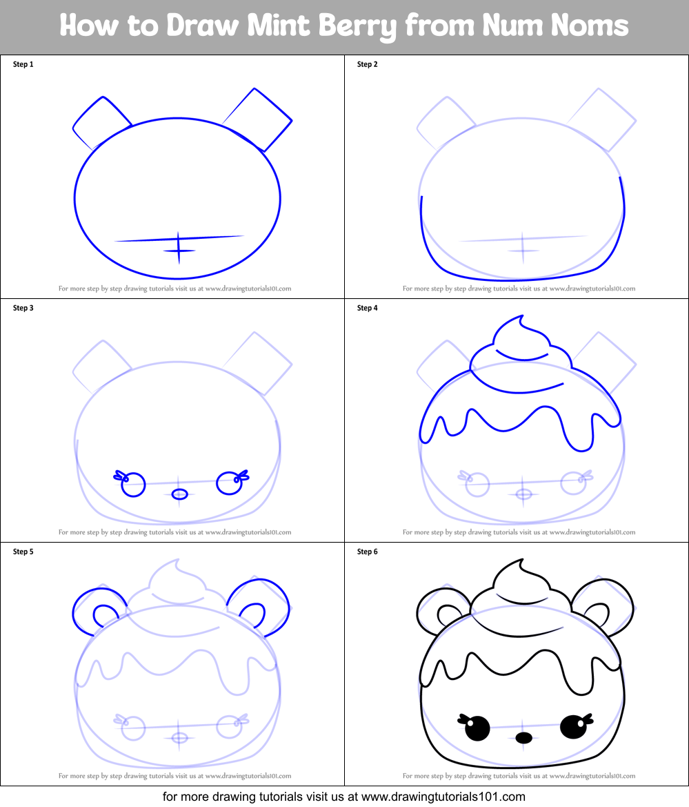How to Draw Mint Berry from Num Noms Printable Step by Step