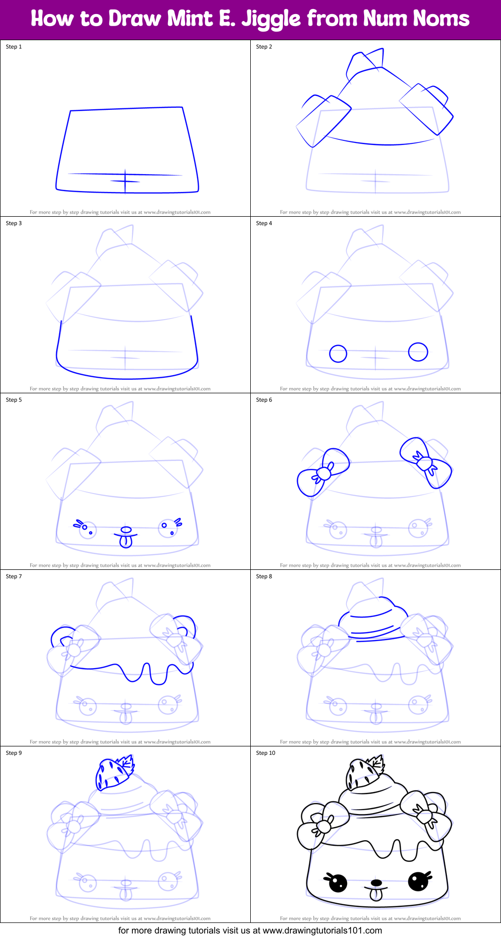 How to Draw Mint E. Jiggle from Num Noms Printable Step by Step