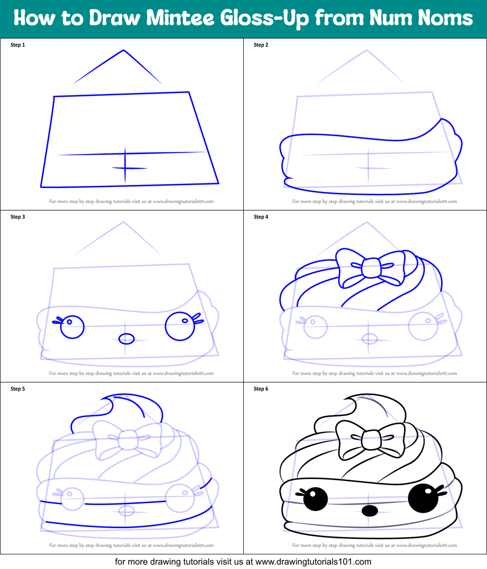 How to Draw Mintee Gloss-Up from Num Noms Printable Step by Step