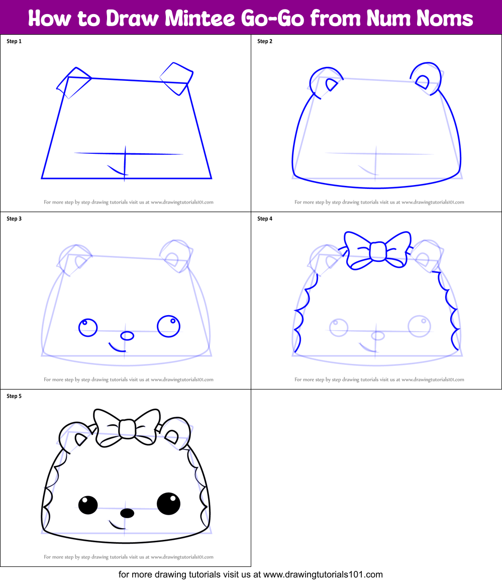 How to Draw Mintee Go-Go from Num Noms Printable Step by Step