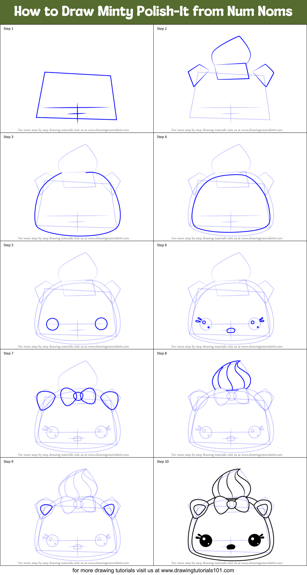 How to Draw Minty Polish-It from Num Noms Printable Step by Step