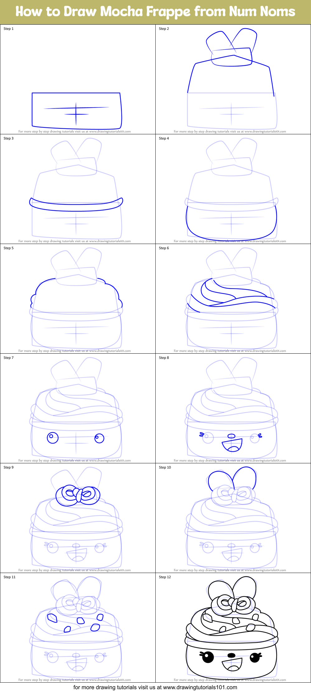How to Draw Mocha Frappe from Num Noms Printable Step by Step