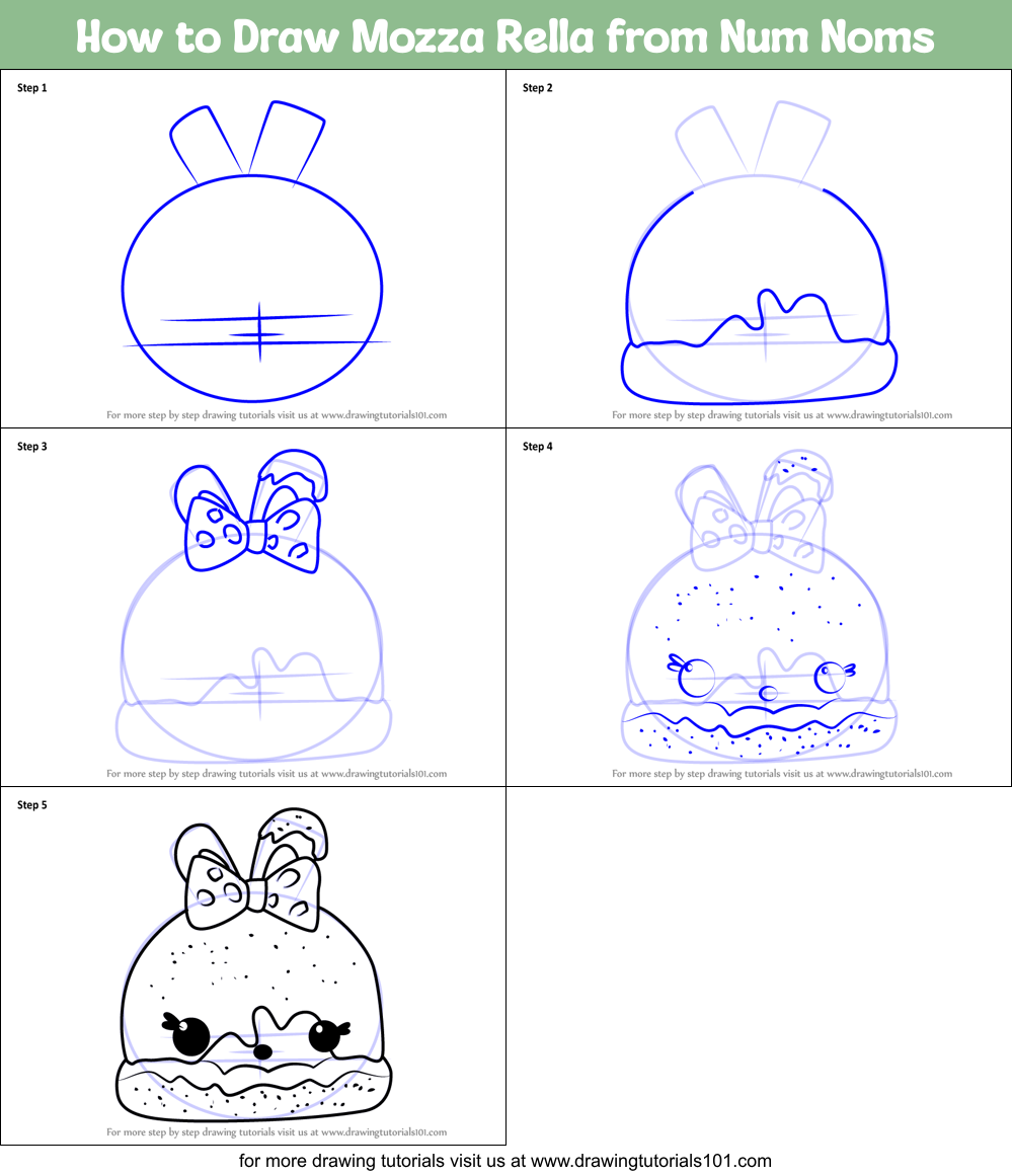 How to Draw Mozza Rella from Num Noms Printable Step by Step