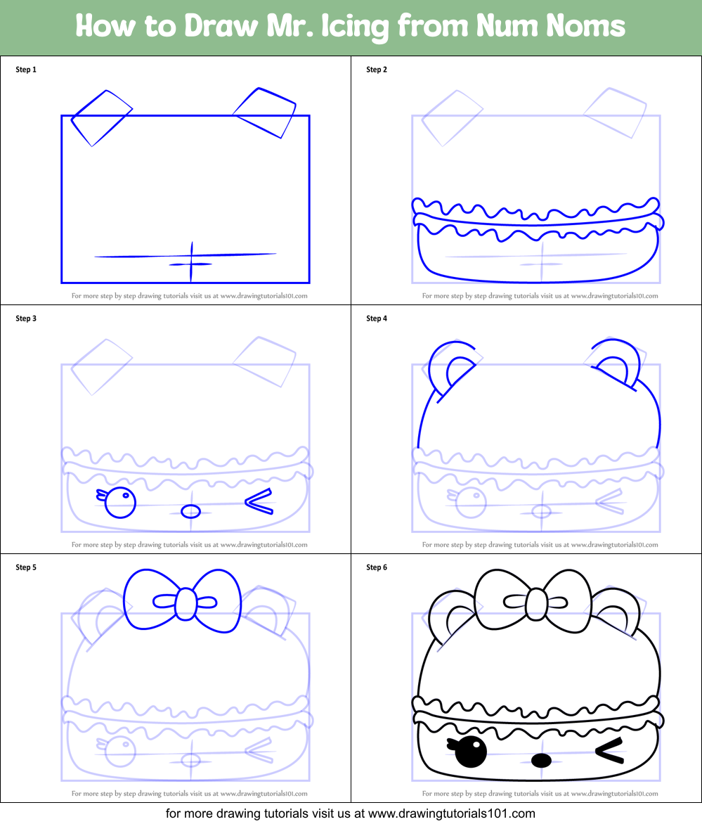 How to Draw Mr. Icing from Num Noms Printable Step by Step