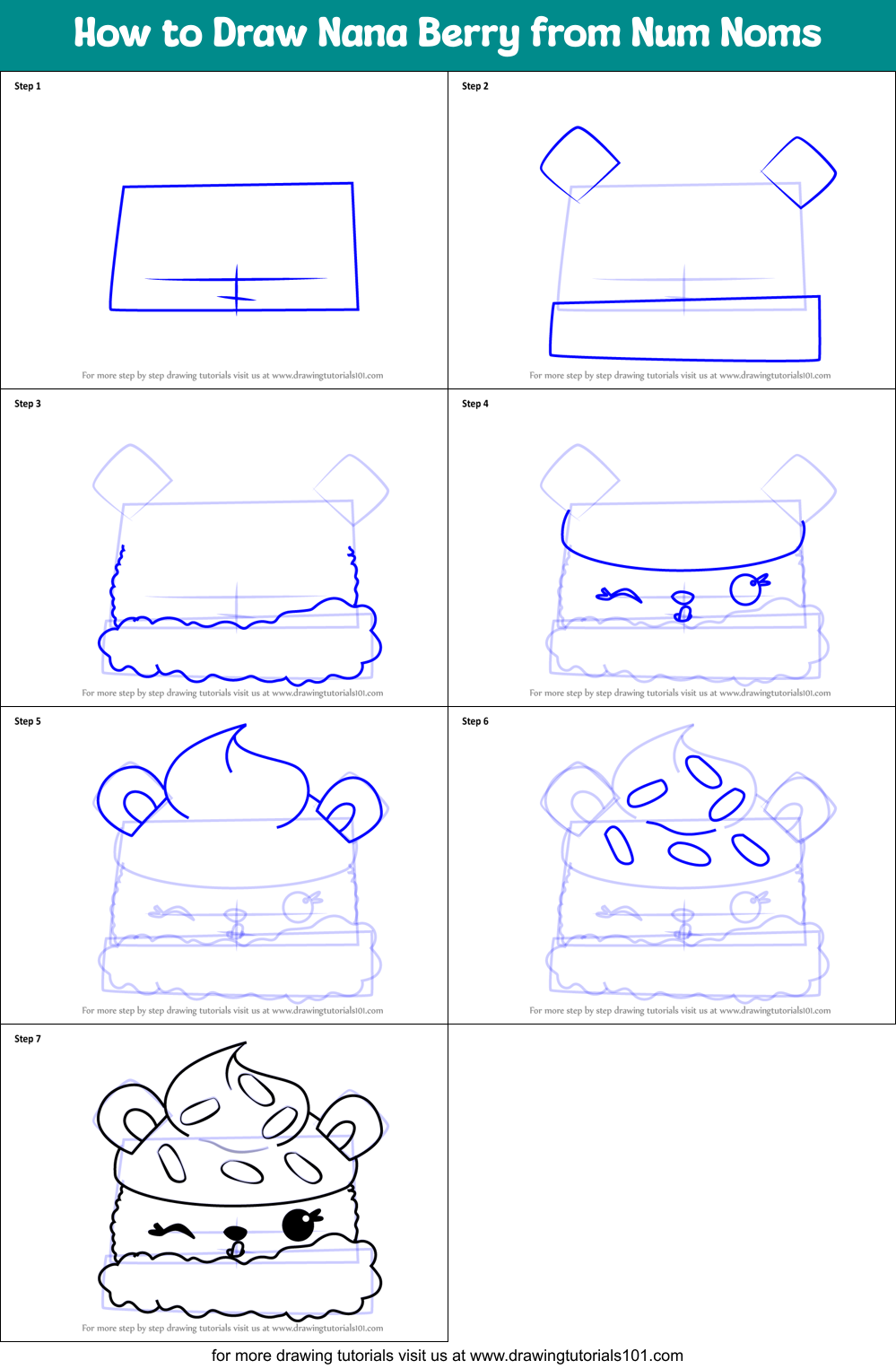How to Draw Nana Berry from Num Noms Printable Step by Step