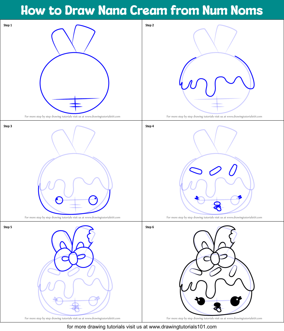 How to Draw Nana Cream from Num Noms Printable Step by Step