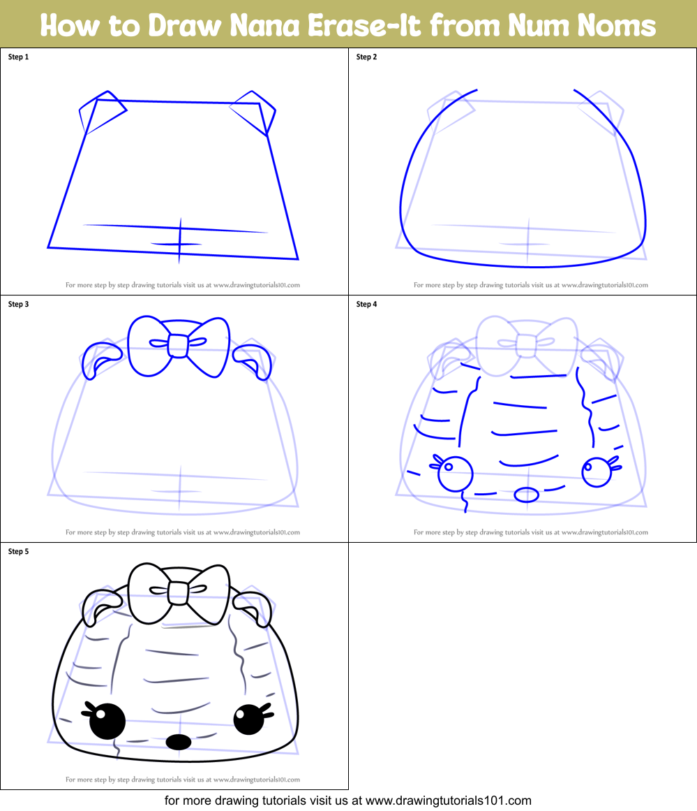 How to Draw Nana Erase-It from Num Noms Printable Step by Step