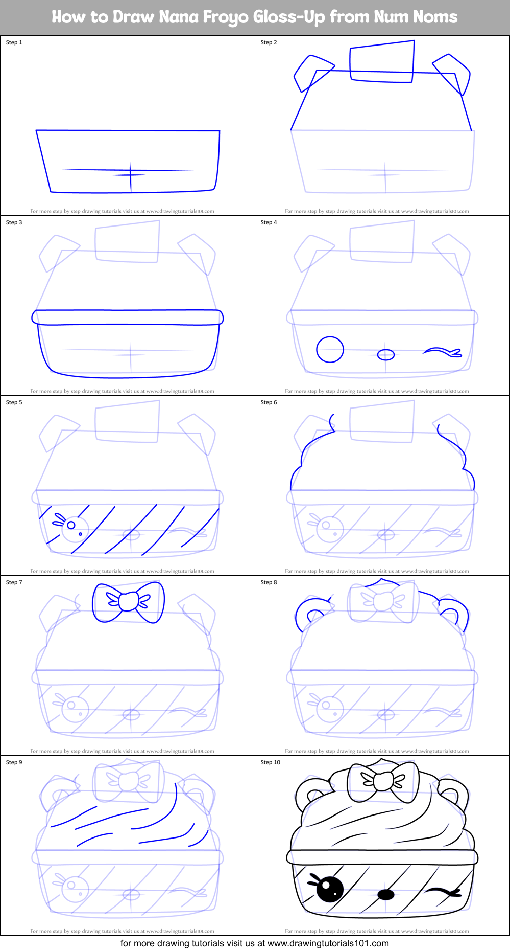 How to Draw Nana Froyo Gloss-Up from Num Noms Printable Step by Step