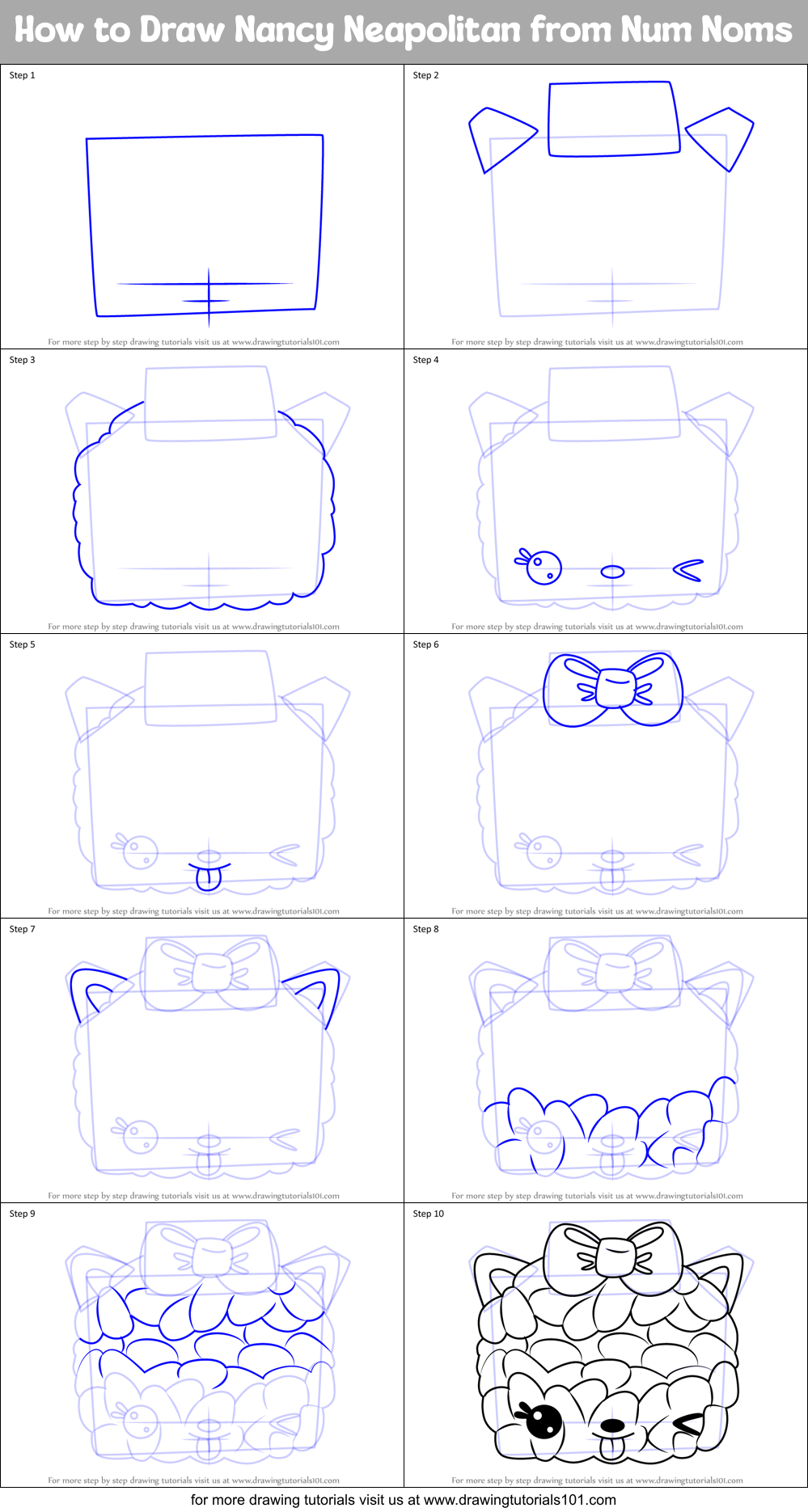 How to Draw Nancy Neapolitan from Num Noms Printable Step by Step