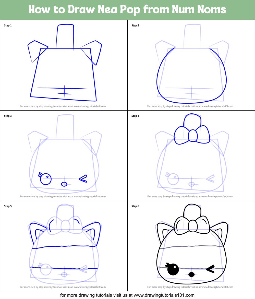 How to Draw Nea Pop from Num Noms Printable Step by Step