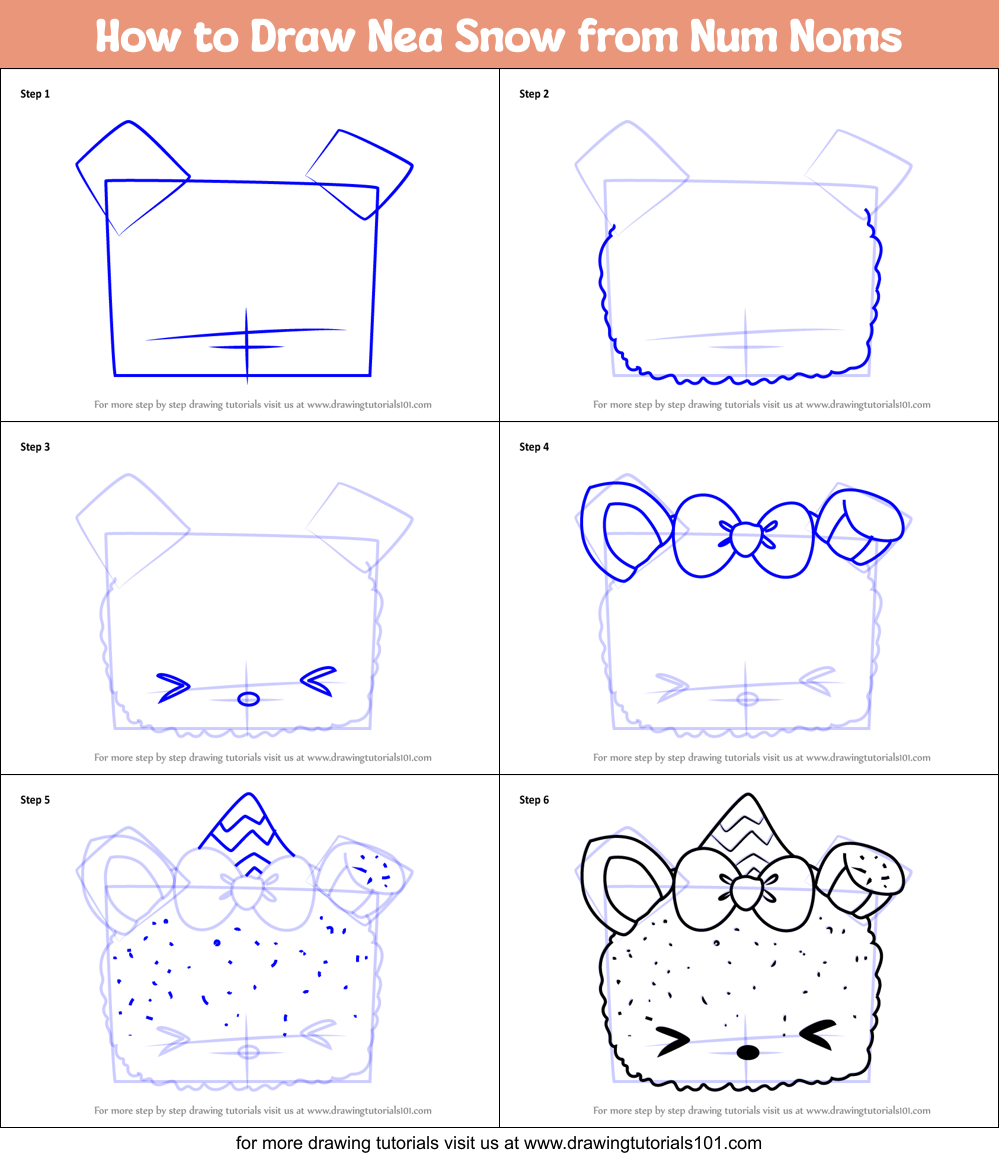 How to Draw Nea Snow from Num Noms Printable Step by Step
