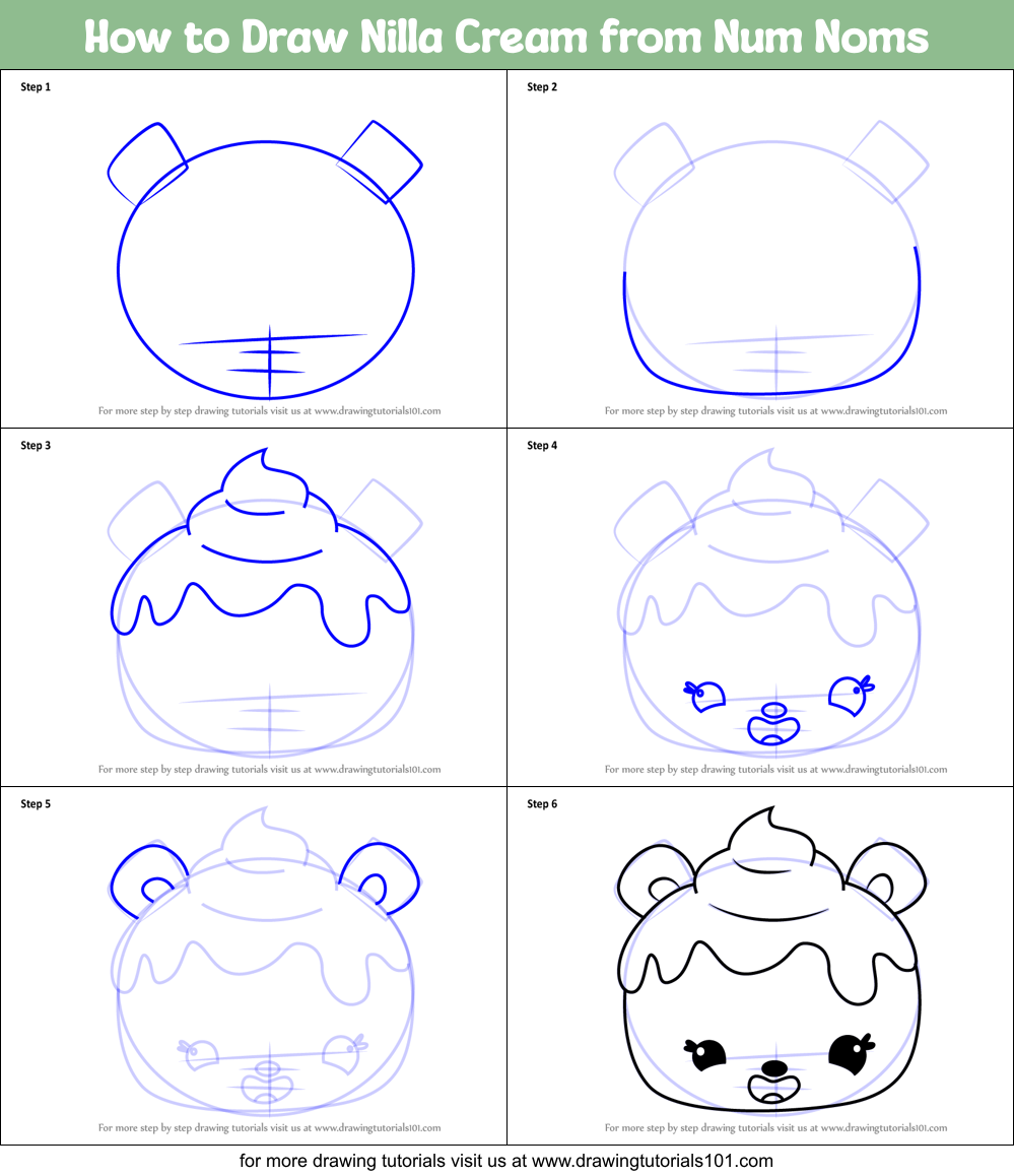 How to Draw Nilla Cream from Num Noms Printable Step by Step