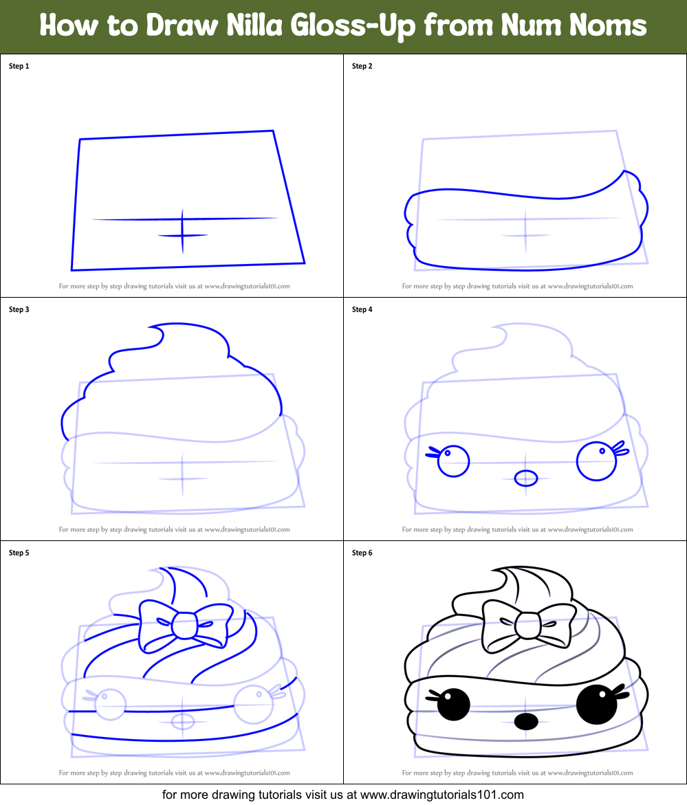 How to Draw Nilla Gloss-Up from Num Noms Printable Step by Step