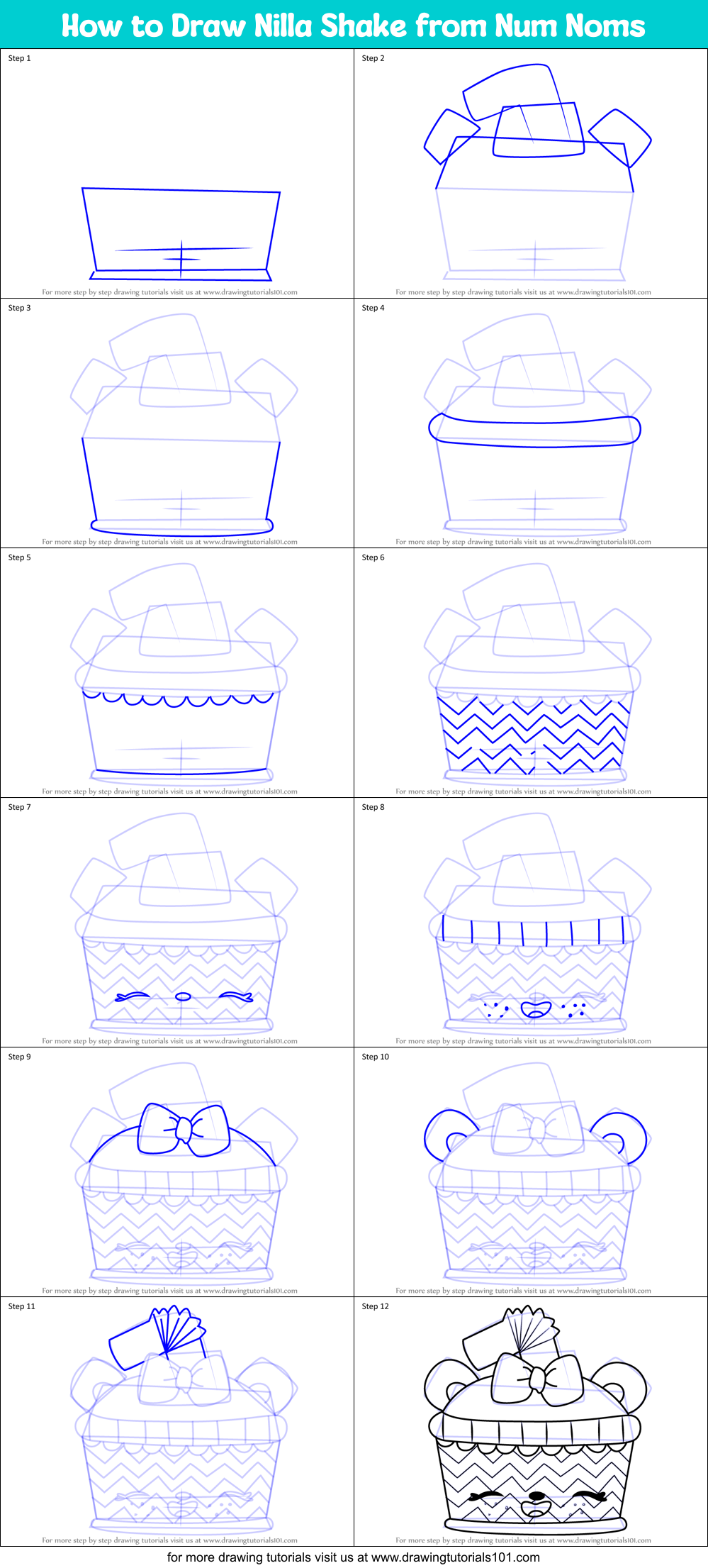 How to Draw Nilla Shake from Num Noms Printable Step by Step
