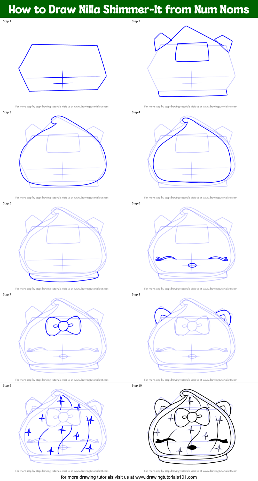 How to Draw Nilla Shimmer-It from Num Noms Printable Step by Step